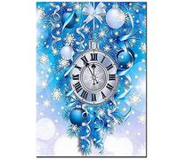 Cekog 5D Diamond Art Painting Kits Christmas Blue Bell, DIY Diamond Painting Art Kit by Number Full Drill Dot Cross Stitch Embroidery Handmade Art, for Home Wall Decor Square Drill 100x120cm