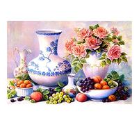 Cekog 5D Diamond Art Painting Kits Fruit Flower, DIY Diamond Painting Art Kit by Number Full Drill Dot Cross Stitch Embroidery Handmade Canvas Pictures, for Home Wall Decor Round Drill 70x90cm