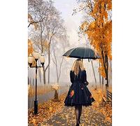 Cekog 5D Diamond Painting Girl Rain DIY Diamond Painting Kit for Adults & Kids, Large Size 30x40cm, Round Drill, Modern Art, Non-Foldable