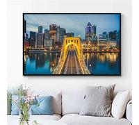 Cekog 5D Diamond Painting Kits,City Bridge Full Drill Diamond Art, Pictures Painting by Numbers for Adults Kids, DIY Embroidery Cross Stitch Kits, for Home Wall Decor Square Drill 60x120cm(24x48in)