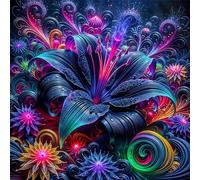 Cekog Black Lilies Diamond Art Kits for Adults,5D Colorful Flowers Diamond Painting Kits for Beginner DIY Square Full Drill Rhinestones Embroidery Diamond Dots Craft for Home Wall Decor Gifts 20x20cm