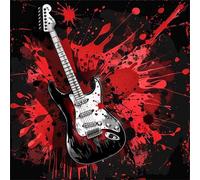 Cekog Black Red Guitar Diamond Painting Kit for Adults,5D Square Full Drill Music Diamond Art Kits,DIY Crystal Embroidery Gem Art Picture Craft for Living Room Home Decor,20x20cm