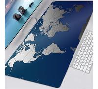 Cekog Blue World Map Mouse Pad,400x800x2mm Gaming Mouse Pad,Extended Large XXL Mouse Mat Desk Pad,Stitched Edges Mousepad,Non-Slip Rubber Base,Gaming Mouse Pad