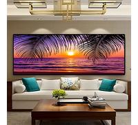 Cekog DIY 5D Diamond Painting Kits Sunsets Sea Beach, Diamond Art for Adults/Kids Full Drill Pictures Cross Stitch Embroidery Crafts Home Living Room Office Wall Decor Square Drill 40x80cm(16x32in)