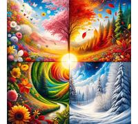 Cekog Four Seasons Scenery Diamond Art Kits for Adults,5D Landscape Diamond Painting Kits for Beginner DIY Round Full Drill Rhinestones Embroidery Diamond Dots Craft for Home Wall Decor Gifts 50x50cm
