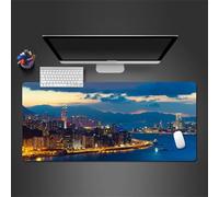 Cekog Gaming Mouse Pad,Large Mouse Mat XXL 1200x600x3mm,Extended Mousepad Rubber Water-Resistant surface,Desk Protector Mat with Anti-Slip Base for Home Office Gaming Room (Urban Bay Night Scene)
