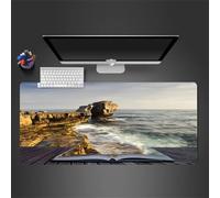 Cekog Gaming Mouse Pad,Large Mouse Mat XXL 800x300x2mm,Extended Mousepad Rubber Water-Resistant surface,Desk Protector Mat with Anti-Slip Base for Home Office Gaming Room (Seaside Mountain)