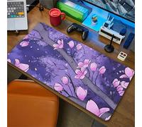 Cekog Gaming Mouse Pad Pink Flowers Tree Large Mouse Mat,31.5x15.7x0.08 inch XXL Mousepad,with Stitched Edges and Non-Slip Natural Rubber Base Keyboard Mouse Mat for Gamer/Desktop/Office/Home