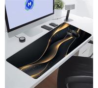 Cekog Mouse Pad Gaming Large Mouse Mat XXL 900x300x2 mm,Black Gold Stripes,with Non-slip Rubber Base,Surface Washable Extended Mousepad for PC, Laptop, Mouse and Keyboard