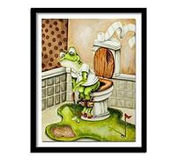 Cekog Paint by Number for Adults,Abstract Frog Toilet DIY Canvas Oil Painting Set,Acrylic Painting by Numbers for Kids Adults Beginner Paint by Numbers for Home Wall Decor Gifts(Framed) 20x26in