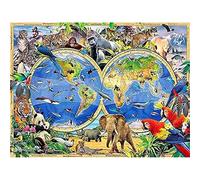 Cekog Paint by Number for Adults,DIY Paint by Numbers Canvas Oil Painting Kits for Kids or Beginner with Brushes Acrylic Pigment Drawing Home Wall Decoration Gifts Animal World Map 24x30in Framed