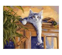 Cekog Paint by Number for Adults,DIY Paint by Numbers Canvas Oil Painting Kits for Kids or Beginner with Brushes Acrylic Pigment Drawing Home Wall Decoration Gifts Cabinet Cat Duck 16x20in Framed