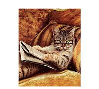 Cekog Paint by Number for Adults,DIY Paint by Numbers Canvas Oil Painting Kits for Kids or Beginner with Brushes Acrylic Pigment Drawing Home Wall Decoration Gifts Glasses Cat 16x20in Without Frame