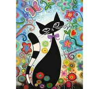 Cekog Paint by Number for Adults,DIY Paint by Numbers Canvas Oil Painting Kits for Kids or Beginner with Brushes Acrylic Pigment Drawing Home Wall Decoration Gifts Cartoon Flower Cat 16x20in Framed