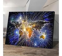 Cekog Paint by Number for Adults,Fireworks World Map DIY Canvas Oil Painting Set,Acrylic Painting by Numbers for Kids Adults Beginner Paint by Numbers for Home Wall Decor Gifts(Without Frame) 20x26in