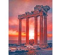 Cekog Paint by Number for Adults,Sunset Building DIY Canvas Oil Painting Set,Acrylic Painting by Numbers for Kids Adults Beginner Paint by Numbers for Home Wall Decor Gifts(Framed) 24x30in