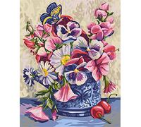 Cekog Paint by Numbers Colored Flower Butterfly,DIY Paint by Numbers Kits for Adults Kids,Canvas Oil Painting by Numbers with Brushes Acrylic Arts Craft for Home Wall Decoration 24x30in Without Frame