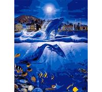 Cekog Paint by Numbers for Adults Fantasy Ocean Scenery,DIY Canvas Oil Painting Kit for Beginner,Without Frame Paint by Numbers Acrylic,Gifts Decor for Home Wall Room 18x24in(45x60cm)
