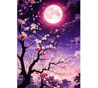 Cekog Paint by Numbers for Adults Moonlight Flowers Tree,DIY Canvas Oil Painting Kit for Beginner,with Frame Paint by Numbers Acrylic,Gifts Decor for Home Wall Room 8x12in(20x30cm)