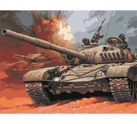 Cekog Paint by Numbers Kit for Adults,18x24in DIY Canvas Oil Painting by Number Kit for Kids Adults,with Brushes and Acrylic Paints Painting for Home Decoration Tank Battle,45x60cm Framed