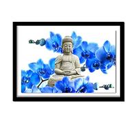 Cekog Paint by Numbers Kit for Adults,40x50cm DIY Canvas Oil Painting by Number Kit for Kids Adults,with Brushes and Acrylic Paints Painting for Home Decoration Blue Orchid Buddha 16x20in Framed
