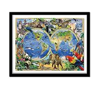 Cekog Paint by Numbers Kit for Adults,40x50cm DIY Canvas Oil Painting by Number Kit for Kids Adults,with Brushes and Acrylic Paints Painting for Home Decoration Animals World Map 16x20in Framed