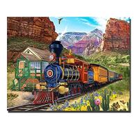 Cekog Paint by Numbers Kit for Adults,40x50cm DIY Canvas Oil Painting by Number Kit for Kids Adults,with Brushes and Acrylic Paints Painting for Home Decoration Train Scenery 16x20in Without Frame