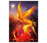 Cekog Paint by Numbers Kit for Adults,40x50cm DIY Canvas Oil Painting by Number Kit for Kids Adults,with Brushes and Acrylic Paints Painting for Home Decoration Moon Flame Phoenix 16x20in Framed