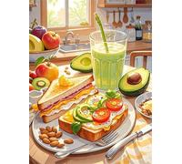 Cekog Paint by Numbers Kit for Adults Beginners,Avocado Breakfast Paint by Number Kits on Canvas,DIY Easy Acrylic Pigment Drawing Paintwork Arts Crafts for Home Wall Decor 12x16in(with Frame)