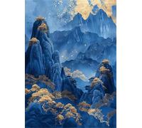 Cekog Paint by Numbers Kit for Adults Beginners,Blue Mountain Scenery Paint by Number Kits on Canvas,DIY Easy Acrylic Pigment Drawing Paintwork Arts Crafts for Home Wall Decor 22x28in(with Frame)