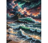 Cekog Paint by Numbers Kit for Adults Beginners,Fantastic Waves Clouds Paint by Number Kits on Canvas,DIY Easy Acrylic Pigment Drawing Paintwork Arts Crafts for Home Wall Decor 24x30in(with Frame)