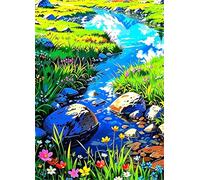 Cekog Paint by Numbers Kit for Adults Beginners,Fields Rivers Landscapes Paint by Number Kits on Canvas,DIY Easy Acrylic Pigment Drawing Paintwork Arts Crafts for Home Wall Decor 24x30in(with Frame)