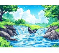 Cekog Paint by Numbers Kit for Adults Beginners,Fields Rivers Landscapes Paint by Number Kits on Canvas,DIY Easy Acrylic Pigment Drawing Paintwork Arts Crafts for Home Wall Decor 16x20in(Frameless)