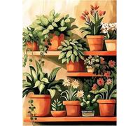 Cekog Paint by Numbers Kit for Adults Beginners,Green Houseplants Paint by Number Kits on Canvas,DIY Easy Acrylic Pigment Drawing Paintwork Arts Crafts for Home Wall Decor 16x20in(with Frame)