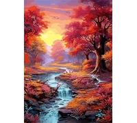 Cekog Paint by Numbers Kit for Adults Beginners,Landscape Trees Rivers Paint by Number Kits on Canvas,DIY Easy Acrylic Pigment Drawing Paintwork Arts Crafts for Home Wall Decor 20x26in(with Frame)