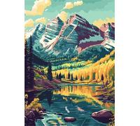 Cekog Paint by Numbers Kit for Adults Beginners,Mountain Woodland Rivers Paint by Number Kits on Canvas,DIY Easy Acrylic Pigment Drawing Paintwork Arts Crafts for Home Wall Decor 24x30in(with Frame)