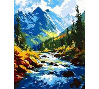 Cekog Paint by Numbers Kit for Adults Beginners,Mountains Rivers Woodland Paint by Number Kits on Canvas,DIY Easy Acrylic Pigment Drawing Paintwork Arts Crafts for Home Wall Decor 18x24in(with Frame)