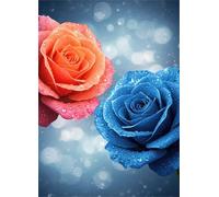 Cekog Paint by Numbers Kit for Adults Beginners,Pink Blue Roses Paint by Number Kits on Canvas,DIY Easy Acrylic Pigment Drawing Paintwork Arts Crafts for Home Wall Decor 8x12in(with Frame)