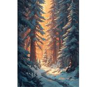 Cekog Paint by Numbers Kit for Adults Beginners,Winter Grove Paint by Number Kits on Canvas,DIY Easy Acrylic Pigment Drawing Paintwork Arts Crafts for Home Wall Decor 12x16in(with Frame)