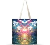 Cekog Set of 10 Tote Bag,Canvas Tote Bag No Zipper Women's Reusable Shopping Bag Washable Foldable Peace Bird Love Cotton Canvas Tote Bags for Women Girls Shopping Grocery