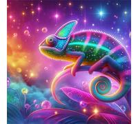Cekog Starlight Chameleon Diamond Art Kits for Adults,5D Animal Diamond Painting Kits for Beginner DIY Square Full Drill Rhinestones Embroidery Diamond Dots Craft for Home Wall Decor Gifts 100x100cm