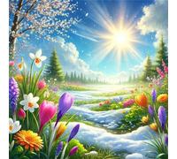 Cekog Sunny Flowers Diamond Art Kits for Adults,5D Winter Fields Diamond Painting Kits for Beginner DIY Square Full Drill Rhinestones Embroidery Diamond Dots Craft for Home Wall Decor Gifts 80x80cm