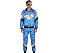 CEKUIA Fancy Dress Outfit 80s 90s Tracksuit Men's Disco Costume Shell Suit with Necklace Sunglasses