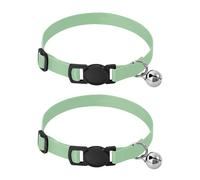 Celadon Small Dog Collar with Bell 2 Pack Dog Collar Adjustable Length 10.6" to 17.1"
