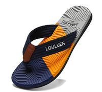 CELANDA Flip-On Toe Separator Men's Flip Flops Beach Shoes Shower Slippers Leisure Toe Post Mules Beach Sandals 35-45 EU, A dark blue, 7 UK
