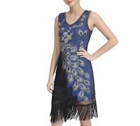 Celanisai 1920s Vintage Dress Women's Flapper Charleston Dress Slim Fit Sequin Dresses Peacock Gatsby Sequins Ballkeeild Tassels Hem Cocktail Dress Graduation Evening Dress Cocktail Party Costume, O