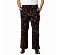 Celanisai Chef's Trousers Men's Striped Work Trousers Elastic Waist Autumn Casual Chef Work Wear Stripes Straight Fit Chef Trousers Chef Trousers Breathable Baker's Trousers, Z1 Black, XXL