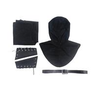 Celanisai Men's Medieval Knight Imitation Chain Coif Medieval Knight Cowl Crusader Costume Cosplay Clothing Bracers Waist Belt Set Halloween Carnival Costumes