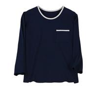 Celanisai Men's Pyjama Top, Thin Breathable Sleep Shirts with Chest Pocket, Skin-Friendly, Soft Pyjamas Top, Comfortable, Soft, Lounge Shirt, Cosy, Large Sizes, Long Sleeve Shirts, O Navy, L