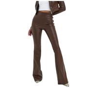 Celanisai Women's High Waist Bootcut Leather Trousers Leather Look Wide Leg Jeans Women's Leather Trousers Sexy Push Up Skinny PU Leggings Stretch Leather Look High Waist Faux Leather Trousers Flared